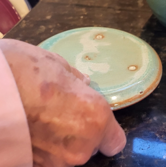 Speckled Blue Glazed North Carolina Pottery Canister Jar with Lid - Picture 9 of 12